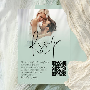 Convites Placa RSVP de Casamento QR Sage de Sobreposição de