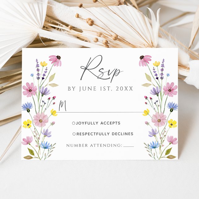 Convites Placa RSVP de Casamento Romântica Boho Garden Wild (Criador carregado)