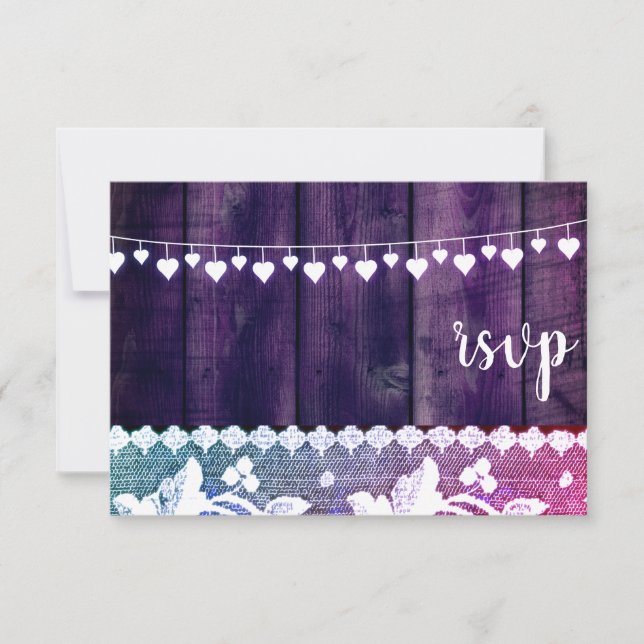 Convites Placa RSVP de Casamento Russo - Branco Roxo e Pink (Frente)