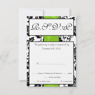 Convites Placa RSVP de Casamento tema damasco Floral Preta/