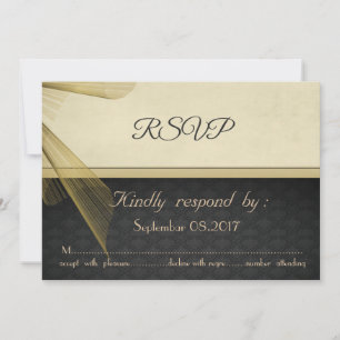 Convites Placa RSVP de Casamento tema damasco Preto Elegant
