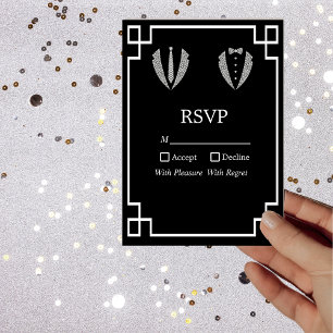 Convites Placa RSVP de Casamento Tuxedo com Gay de dois núc