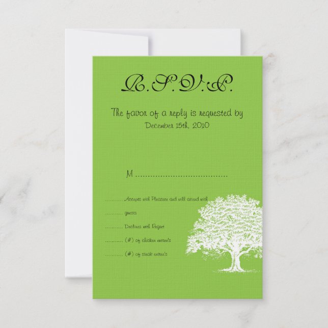 Convites Placa RSVP de Casamento Verde/Branco da primavera (Frente)