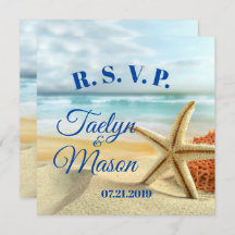 Placa RSVP de Cena de Praia de Casamento Tropical