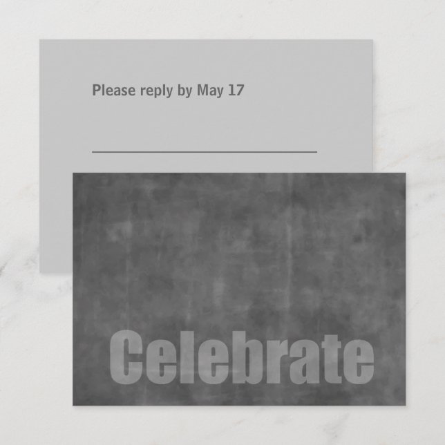Convites Placa RSVP de Cinza Grunge do bar Mitzvah (Frente/Verso)