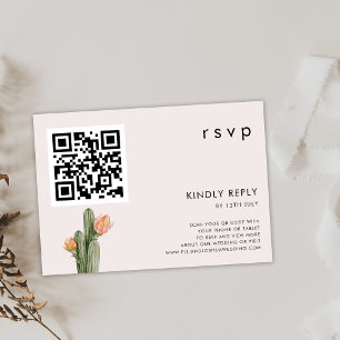 Convites Placa RSVP de CÓDIGO QR de Casamento Floral Modern