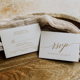 Convites Placa RSVP de Escolha do Menu de Caligrafia Dourad