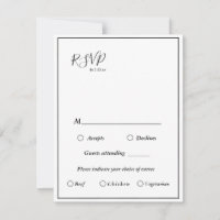 Placa RSVP de Escolha do Menu de Casamento Moderno