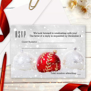 Convites Placa RSVP de Férias de Natal de Prata de Neve Es