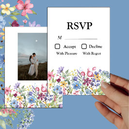 Convites Placa RSVP de Fotografia das Flores do Jardim das 