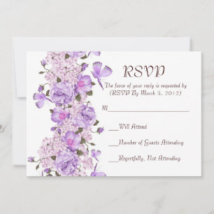Convites Placa RSVP de Jardim Floral de Lavanda de Borbolet