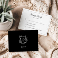 Placa RSVP de Monograma de Crest Floral Formal de 