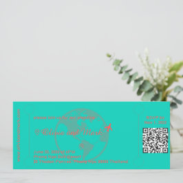 Convites Placa RSVP de Passagem de Embarque - Teal & Coral