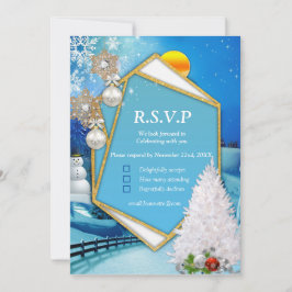 Convites Placa RSVP de Quadro Dourado Geométrico