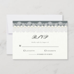 Convites Placa RSVP de Race e Pérolas Elegante
