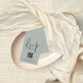 Convites Placa RSVP de Sage Light Sage com Script de Código