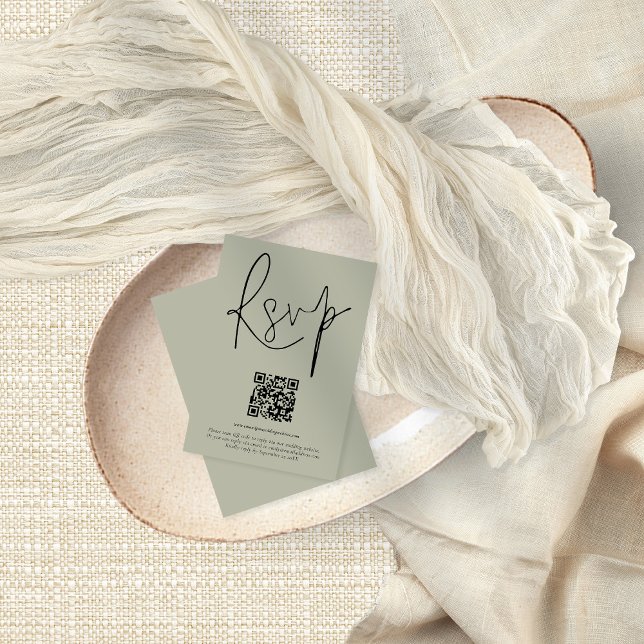 Convites Placa RSVP de Sage Soft Sage com Script de Código  (Criador carregado)