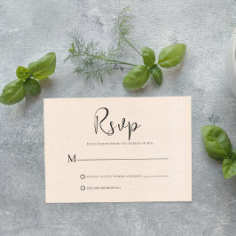 Convites Placa RSVP de Script Preto Simples de Linha bege