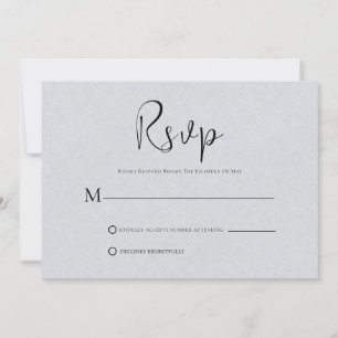 Convites Placa RSVP de Script Preto Simples de Linhagem de