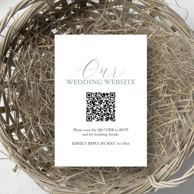 Convites Placa RSVP de Site de Casamento Simples com Código (Wedding rsvp card with QR code)