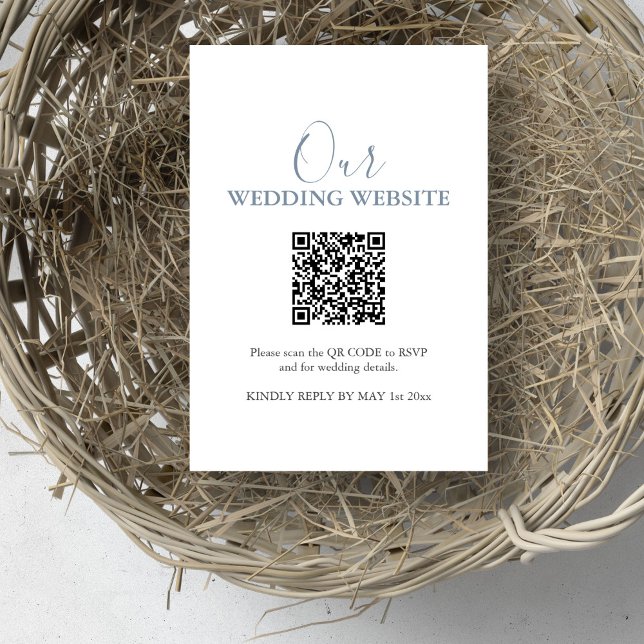Convites Placa RSVP de Site de Casamento Simples com Código (Wedding invitation insert website QR code design by Victoria Grigaliunas of Do Tell A Belle)