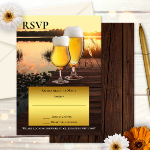 Convites Placa RSVP de Verão de Cerveja Sunset