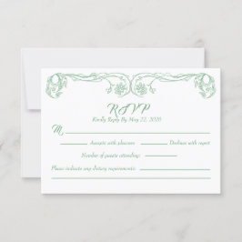 Convites Placa RSVP de Vintage Elegante - Filigree Rosa Ver