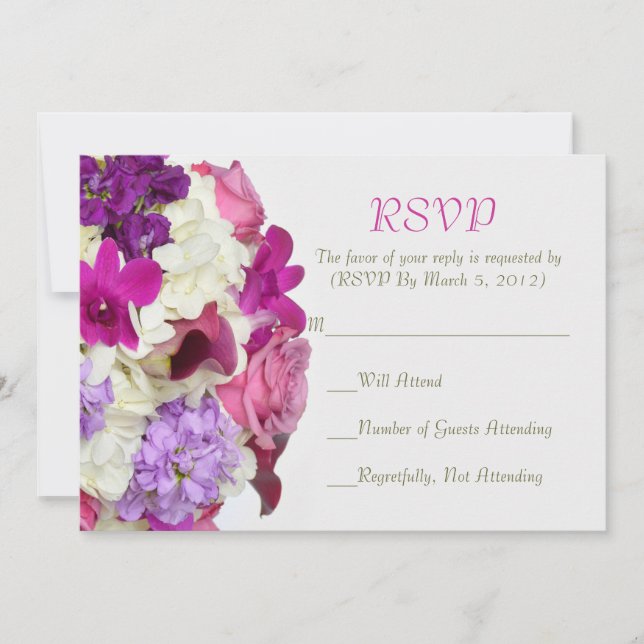 Convites Placa RSVP do Buquê Violet (Frente)