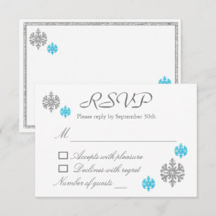 Convites Placa RSVP do Casamento no inverno Silver Blue Sno