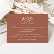 Placa RSVP do Casamento outono de Script Terracott
