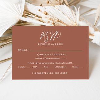 Convites Placa RSVP do Casamento outono de Script Terracott