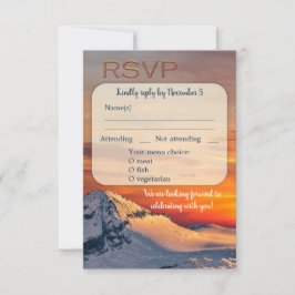 Convites Placa RSVP do Menu do Casamento no inverno Sunset 