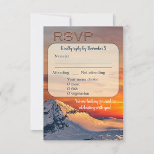 Convites Placa RSVP do Menu do Casamento no inverno Sunset 