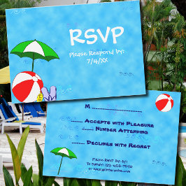 Convites Placa RSVP Editável Piscina ou Beach Party 3.5x5