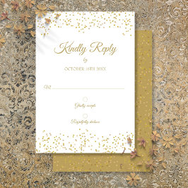 Convites Placa RSVP Elegante de Confetti de Poeira Dourada