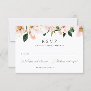 Convites Placa RSVP Elegante Floral Magnolia Hydrangea Hydr
