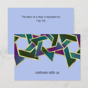 Convites Placa RSVP Estrela Verde Roxa Teal Verde de David