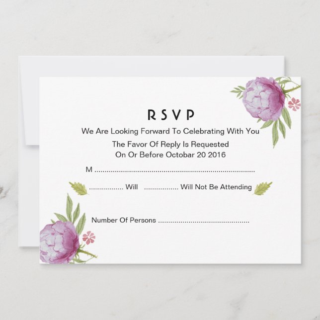 Convites Placa RSVP Floral (Frente)