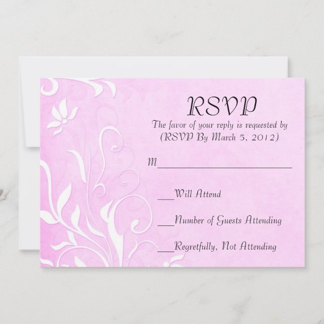 Convites Placa RSVP Floral de Luxury Elegante Light Violet  (Frente)