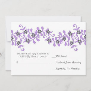 Convites Placa RSVP Floral de Primavera Roxo Elegante de lu