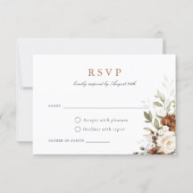 Placa RSVP Floral Rust Cream Greenery Casamento ou