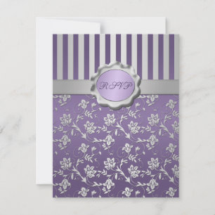 Convites Placa RSVP Floral Strike Roxo e Cinza