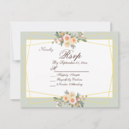 Convites Placa RSVP Floral Verde Romântica de Sage Botânica