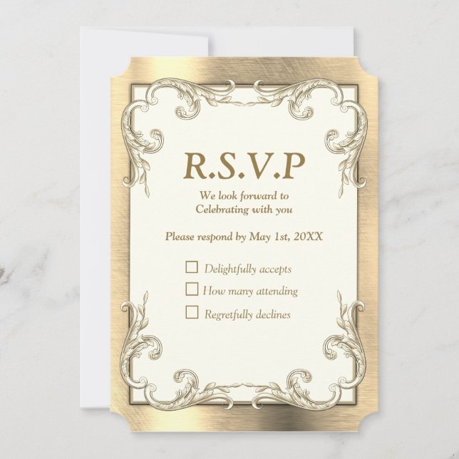 Convites Placa RSVP Foil-Dourado-Silver-Brass (Frente)