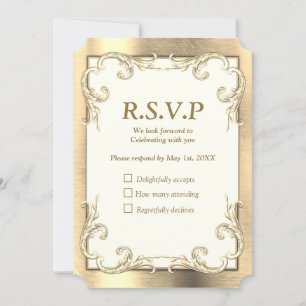 Convites Placa RSVP Foil-Dourado-Silver-Brass
