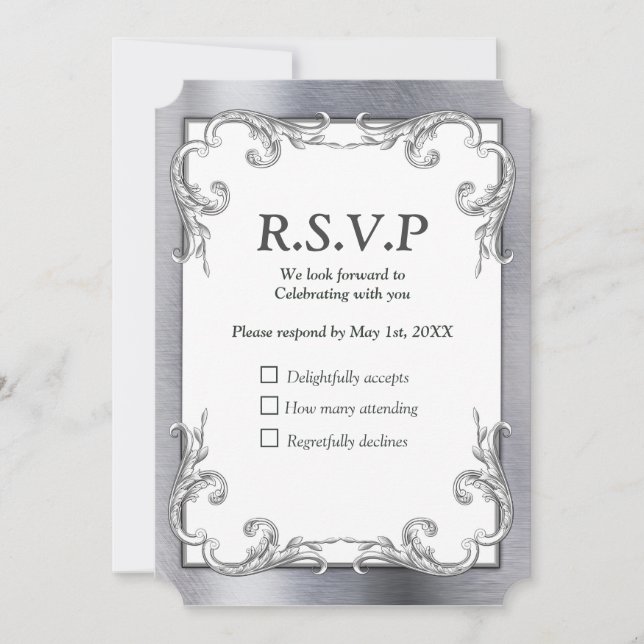 Convites Placa RSVP Foil-Dourado-Silver-Brass (Frente)