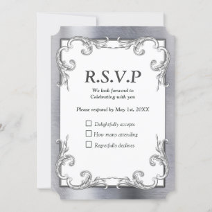 Convites Placa RSVP Foil-Dourado-Silver-Brass