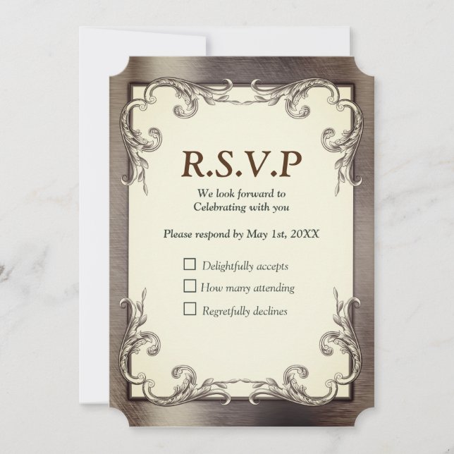 Convites Placa RSVP Foil-Dourado-Silver-Brass (Frente)