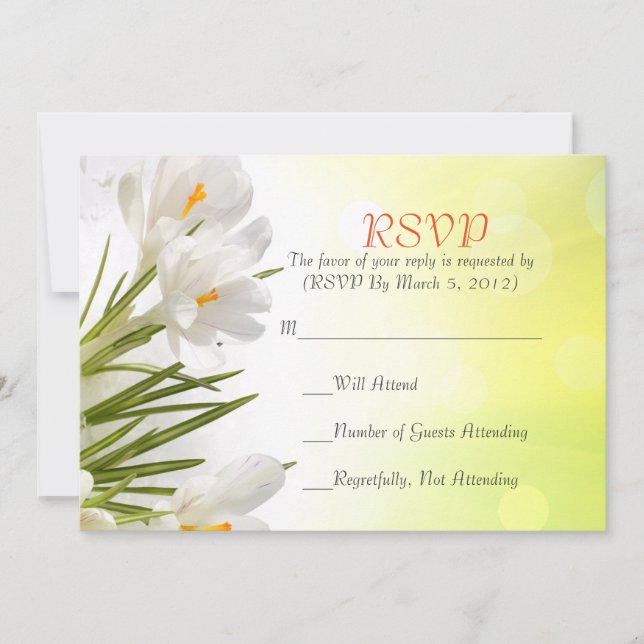 Convites Placa RSVP Iris White Sunny Primavera White (Frente)