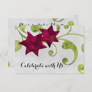 Convites Placa RSVP Marca Watercolor Star Design Vermelho